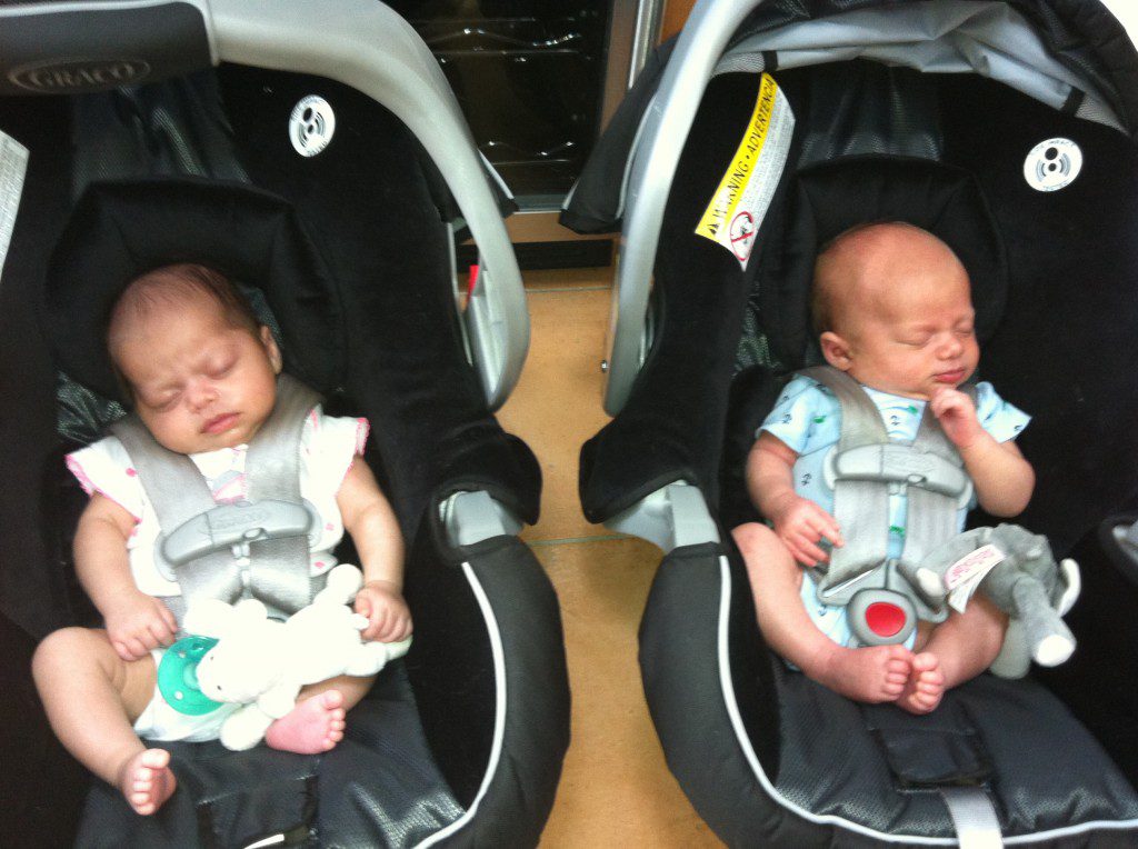 BOTH sound asleep...but only ever in the car seats!