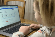 A girl on the computer with an online tutor.