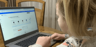 A girl on the computer with an online tutor.