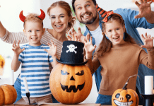 A family celebrating spooky season.